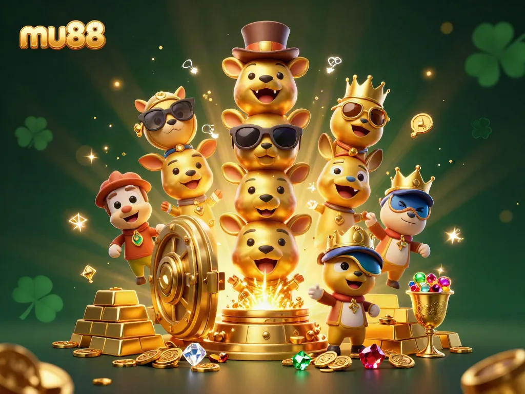 Engage with mu88's vibrant casino scene featuring a totem pole and treasures sparkling everywhere.