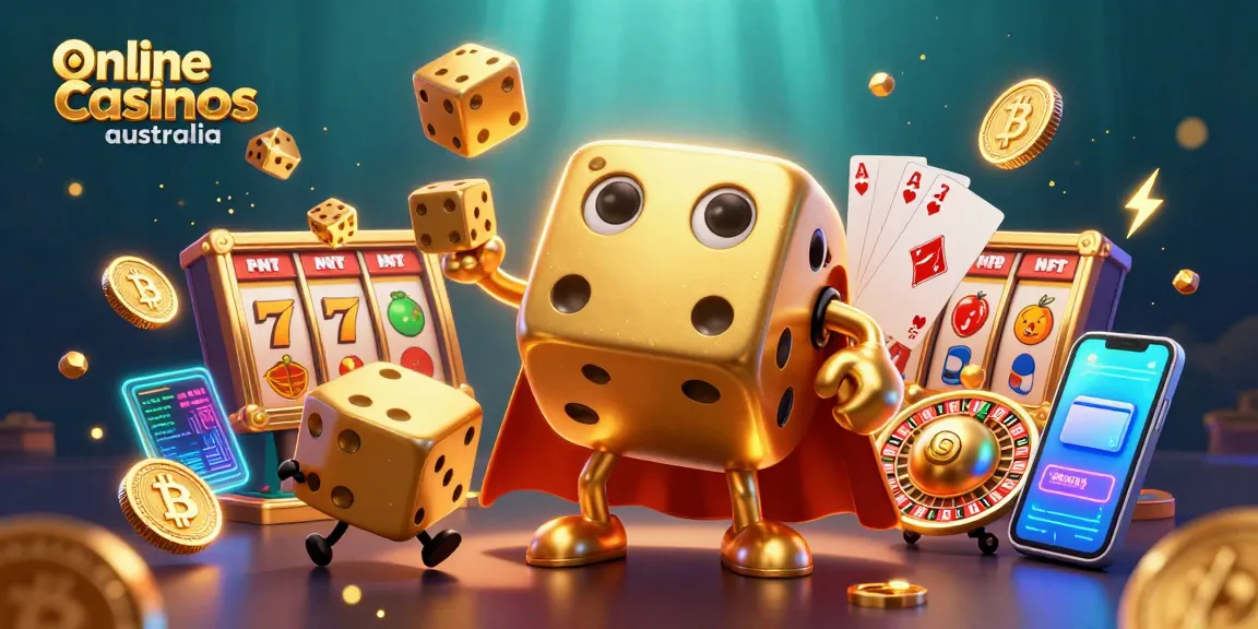 Engage with online casinos Australia through a vibrant, animated 3D casino scene.